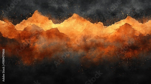 Colors merge to create abstract mountains filled with warmth and mystery