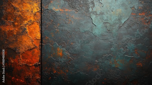 An abstract wall features warm rust hues blending with deep shades evoking emotion