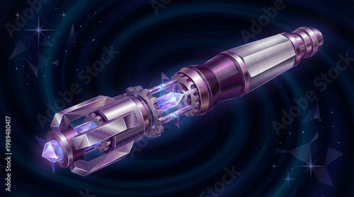 Futuristic Sci-Fi Device with Glowing Purple Energy Core.