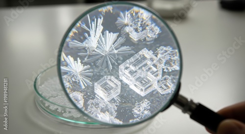 Magnifying Glass Reveals Intricate Crystal Structures Under Study