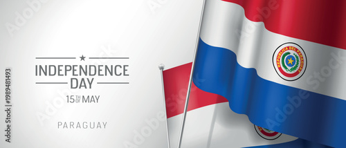 Paraguay happy independence day greeting card, banner vector illustration
