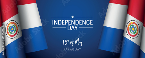 Paraguay independence day vector banner, greeting card.