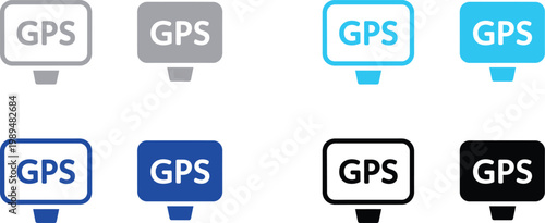 Gps icon set two variations vector illustration with global positioning system navigation location tracking technology illustration