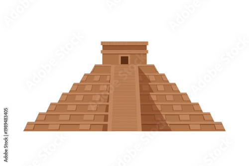 Pyramid represents an ancient Mayan architectural landmark set against a plain white background area.