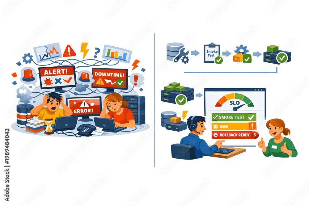 Naklejka premium Database Migration Risks Mitigation Guide + Forward-Compatible Strategy Checklist + Rollback Plan Infographic