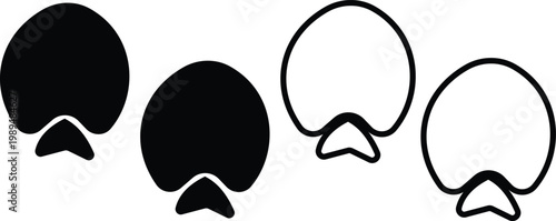 Zebra hoof footprint icon set collection group, animal track hoofprint footprint symbol vector pack, wildlife safari stripe marks, flat and line style black icons isolated on transparent background