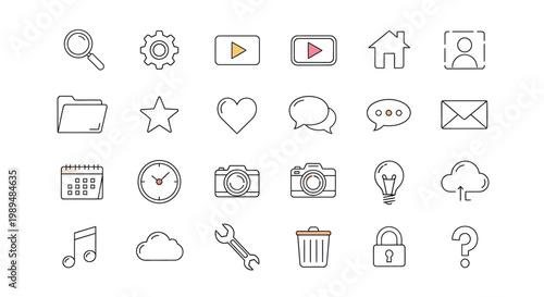 Collection of web interface icons.