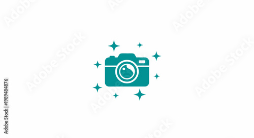 Camera with Sparkling Teal Effects.