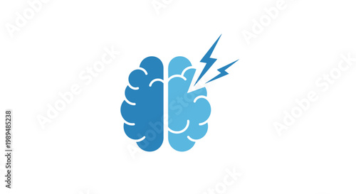 Brain with Lightning Bolt Striking.
