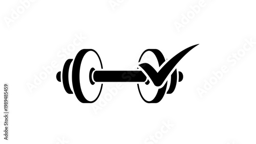 Dumbbell with Checkmark Fitness Icon Design.