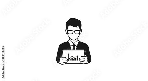 Businessman holding a tablet device.