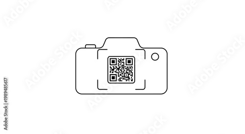 Camera with QR code on screen.