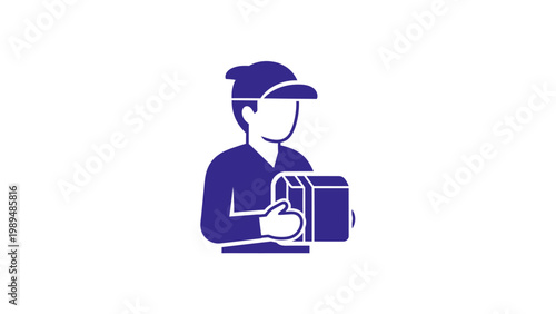 Delivery Man Holding Package Box.
