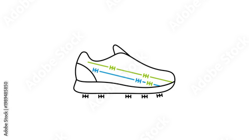 Detailed drawing of a sneaker shoe.