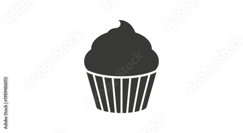 Black cupcake with frosting topping sweet.