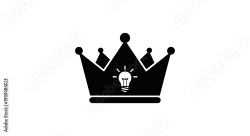 Photos Black crown with light bulb symbol.