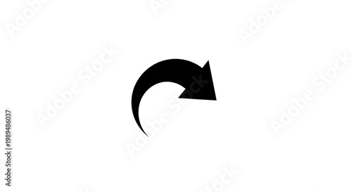 Black curved arrow symbol icon.