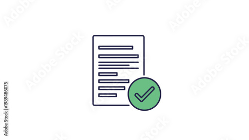Document with Checkmark Approval Illustration Simple Design.