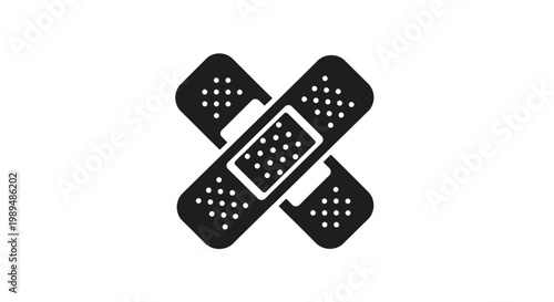 Black band aid medical plaster icon.