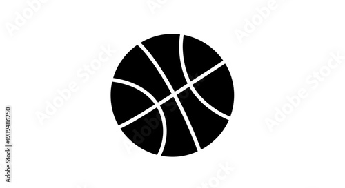 Black Basketball Icon on White Background.