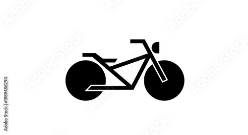 Black bicycle with two wheels.