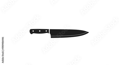 Black Chef Knife with Sharp Blade.