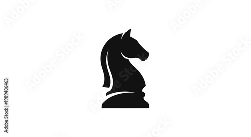 Black Chess Knight Piece Silhouette Icon.