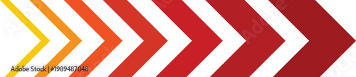 Gradient arrow chevron sequence moving forward from yellow to red. Modern direction indicator with dynamic progression, speed and growth concept for navigation, workflow, business and technology 