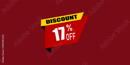 Vector illustration of discount coupon with 17% off special offer. Discount banner.