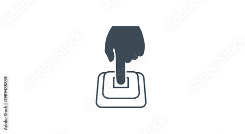 Hand pressing a button control.