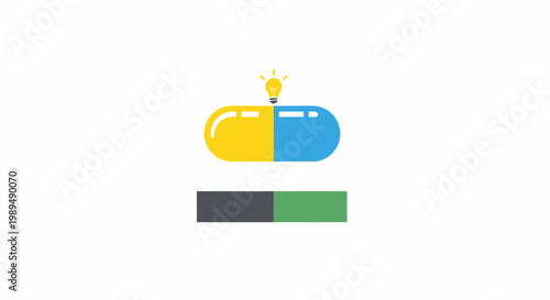 Colorful capsule pill icon symbol.