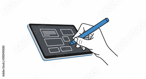 Hand holding digital drawing stylus pen.