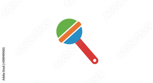 Colorful Maraca Instrument with Red Handle.