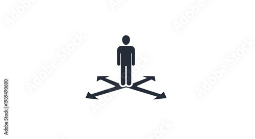 Person standing with arrows directions.