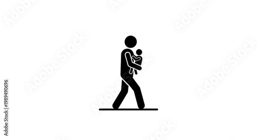 Person Walking with Baby in Arms.