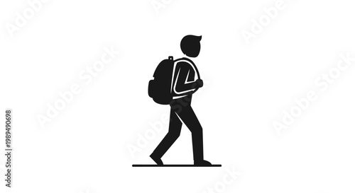 Person walking with backpack on.