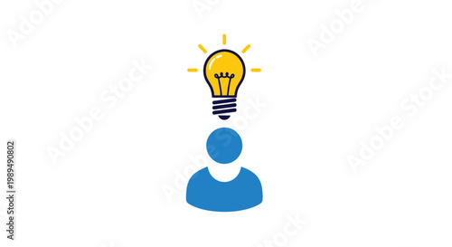 Person with Light Bulb Idea Concept.