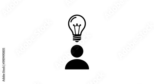 Person with lightbulb idea thinking.