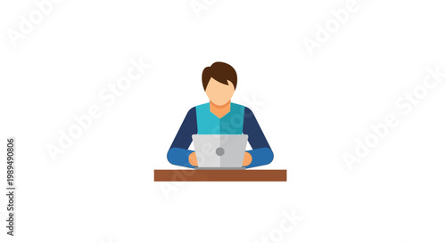 Man sitting at desk with laptop.
