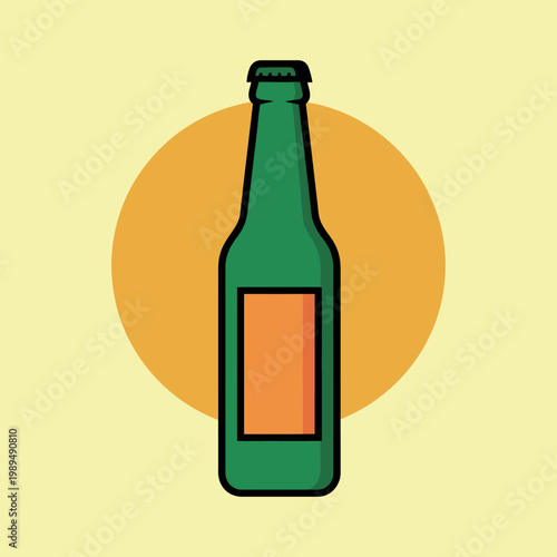 Green Glass Beer Bottle Illustration
