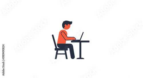 Man sitting at desk with laptop.