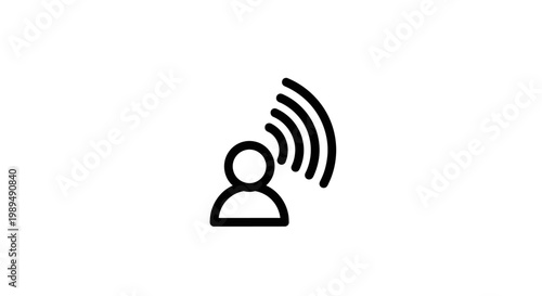 Person with signal waves icon.