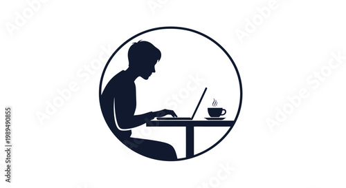 Person working on a laptop computer.