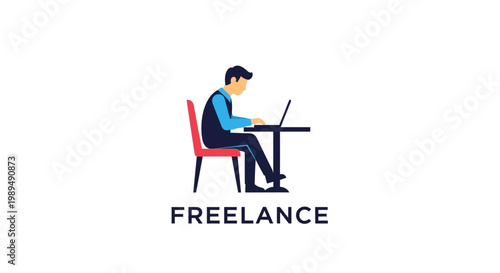 Man sitting at desk working laptop.