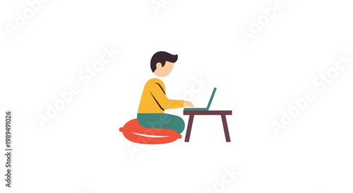 Man sitting on floor with laptop.