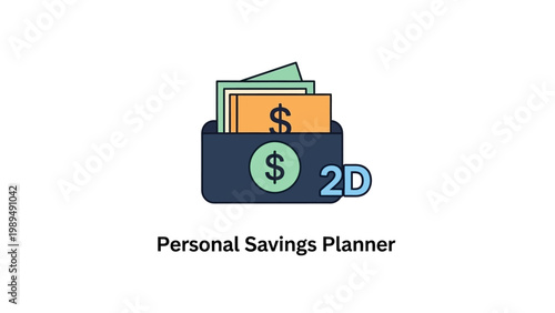 Personal Savings Planner Wallet Icon.