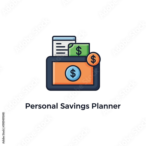 Personal savings planner wallet icon.