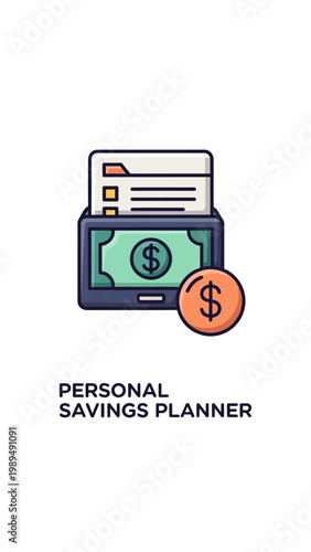 Personal savings planner with money.