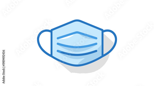 Stylized protective medical mask icon symbolizes health and safety measures.
