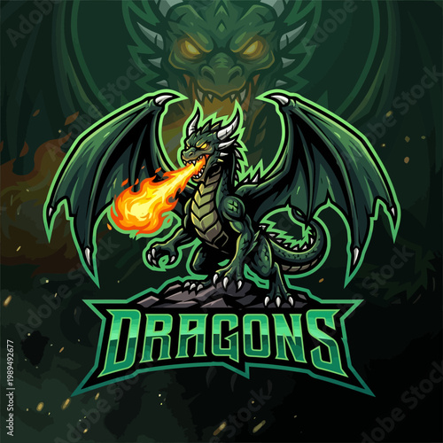 Abstract dark green and yellow organic shapes